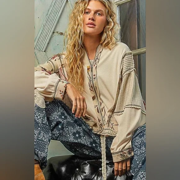 Pol Floral Patchwork Hoodie In Size Small. - Picture 15 of 15